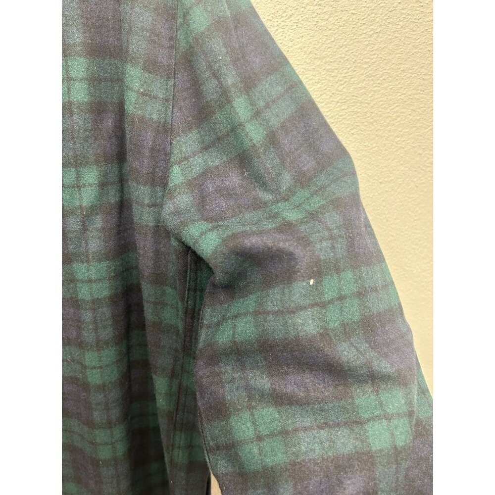 Vtg Pendleton Blazer Jacket Large Green Blue Tartan Plaid Virgin Wool Crest - Picture 8 of 10